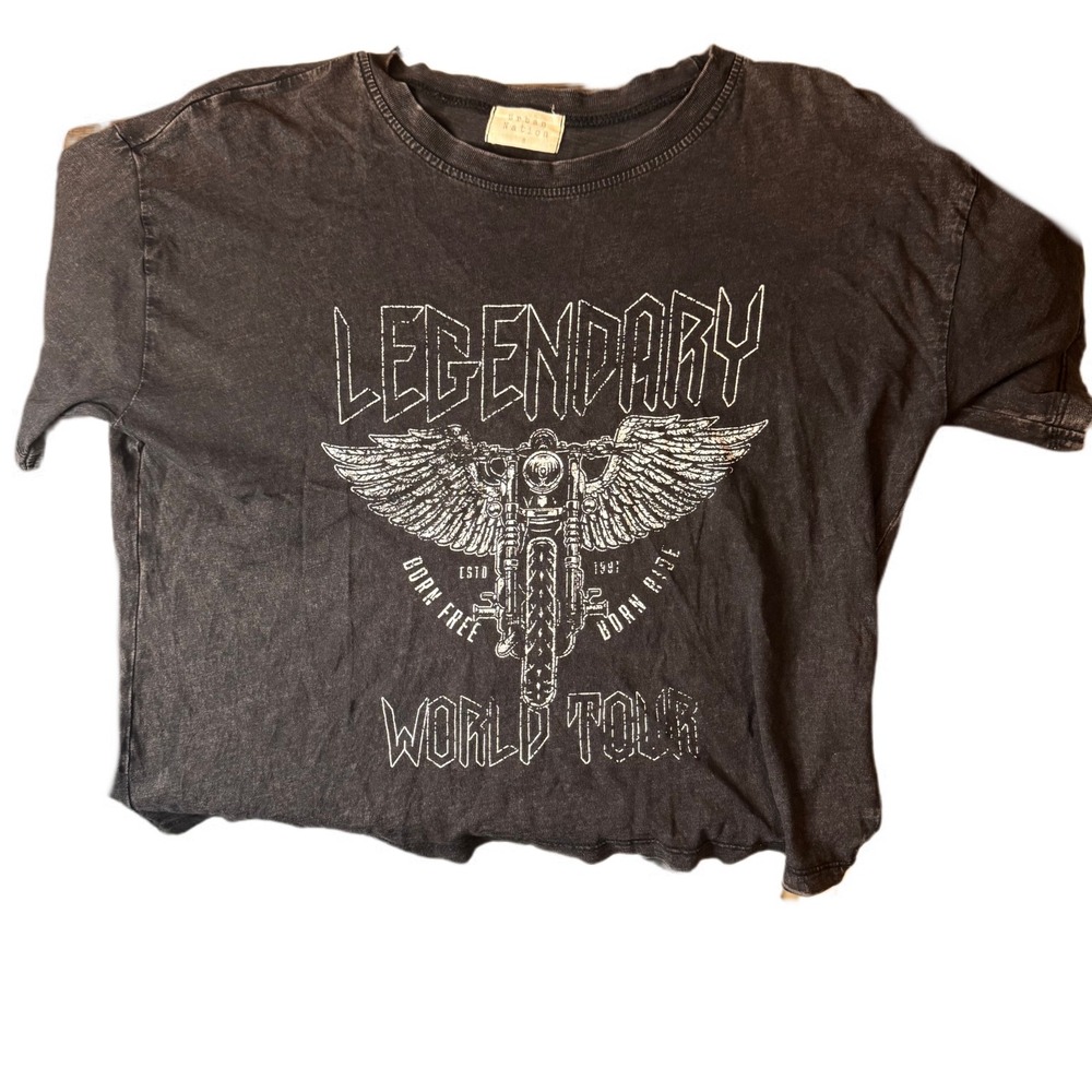 Womens Legendary World Tour Graphic‎ T-Shirt Motorcycle Rocker Tee VTG Style